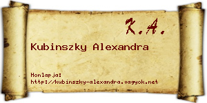 Kubinszky Alexandra névjegykártya