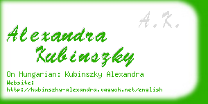 alexandra kubinszky business card